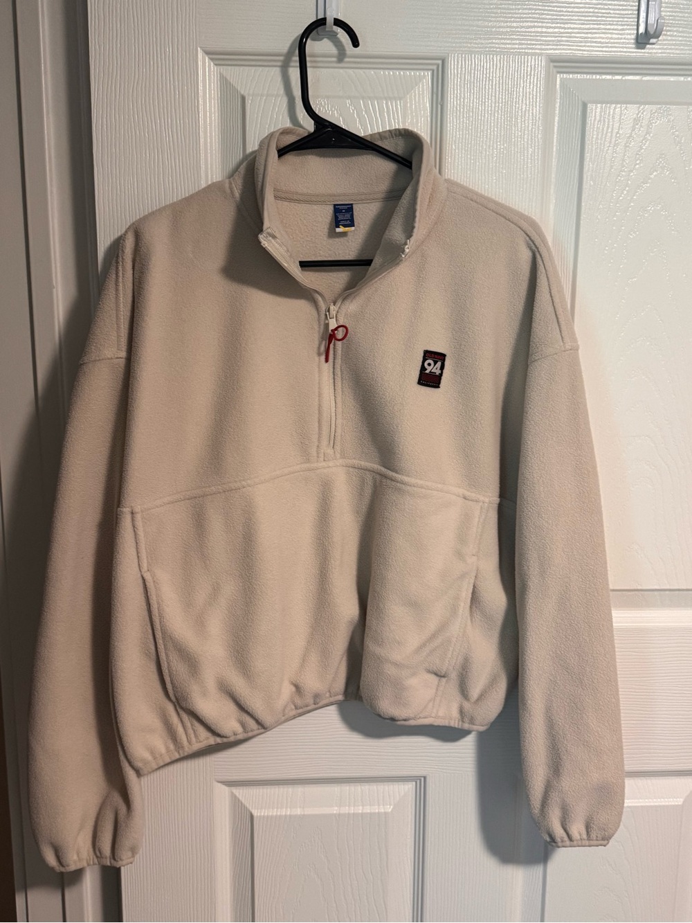 Old Navy Cream Half-Zip Fleece Pullover with 94 Patch